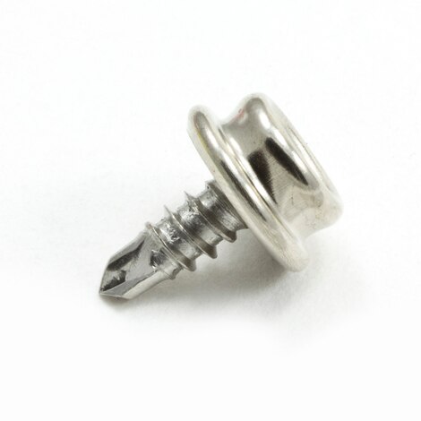 DOT® Durable™ Screw Stud 7/16" Nickel-Plated Brass Stud / Stainless-Steel Teks® Screw 93-X8-103025-1A (100 pack)